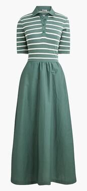 J Crew Factory | NWT Striped collared knit dress Pale Spinach Ivory Sage | Sz L